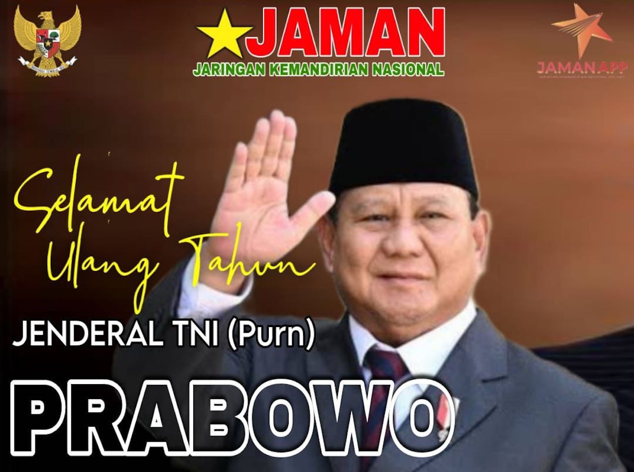 HUT Prabowo, Jaman mengucapkan selamat dan berharap agar perjuangan untuk kemandirian nasional terus berlanjut